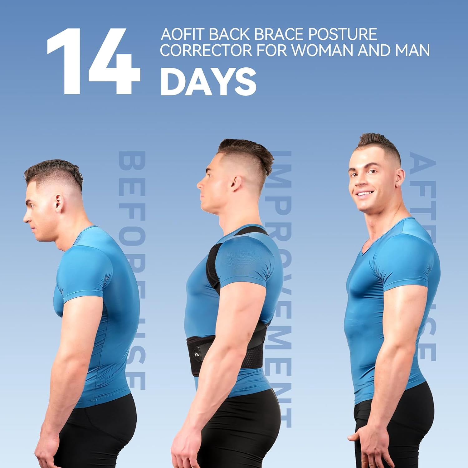 GKTG Posture Corrector for Men and Women, Adjustable Back Brace for Back, Shoulder, Lumbar Pain Relief