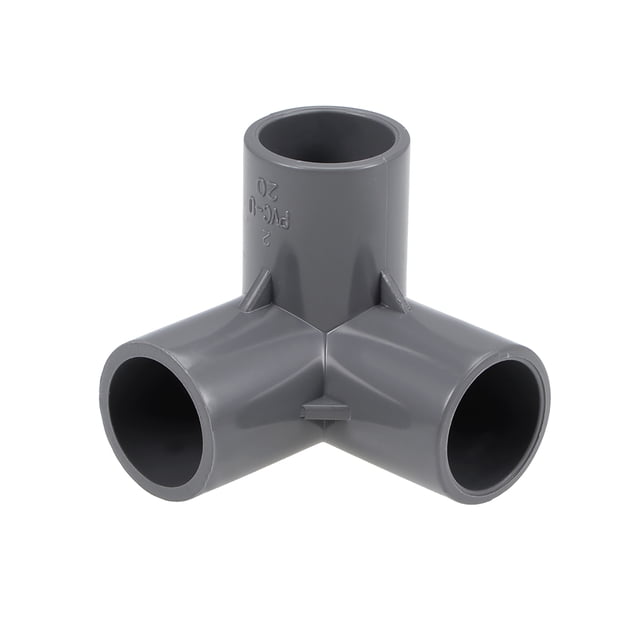 Unique Bargains 3-Way Elbow PVC Pipe Fitting,Furniture Grade,1/2-inch Size Tee Corner Fittings Gray 10Pcs
