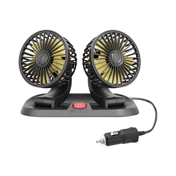 Dpityserensio Car Fan 360°Adjustable Dual Head Air-Vent Brushless Motor Vehicle Fan Low Noise for Car