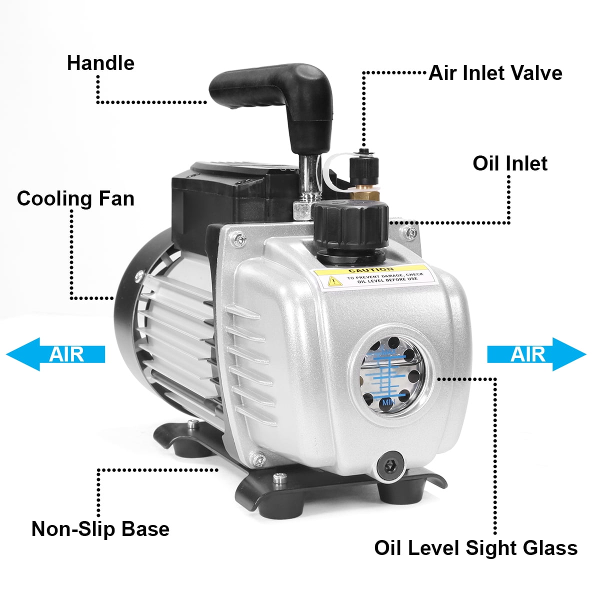 VEVOR 3.5 CFM 4.5 CFM Vacuum Pump & Gauge Set, Single Stage Rotary