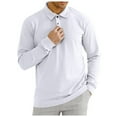 thumbnail image 3 of Camisa lisa de hombre con solapa y botones: manga larga a rayas, poliéster, estilo informal/de negocios, tallas S-XXXL, lavable a máquina, 3 of 7