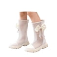 thumbnail image 3 of CAIXIA Girls Leather Riding Knee High Boots with Side Zipper Fashion Round Toe Pu Leather Combat Boots Punk Goth Shoes Back To School Bowknot Winter Shoes for Little Big Kid, 3 of 9