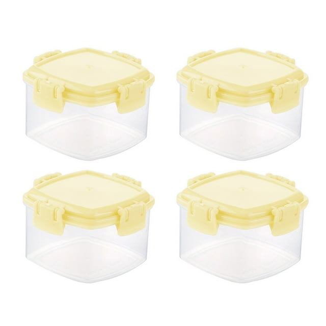 4 Piece Mini Square Transparent Seasoning Bottles Set With Secure Leakproof Lids For Kitchen And Outdoor Picnic Food Storage