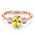 thumbnail image 3 of Gem Stone King 2.06 Ct Canary Mystic Topaz Pink Lab Grown Diamond 18K Rose Gold Plated Silver Ring, 3 of 6