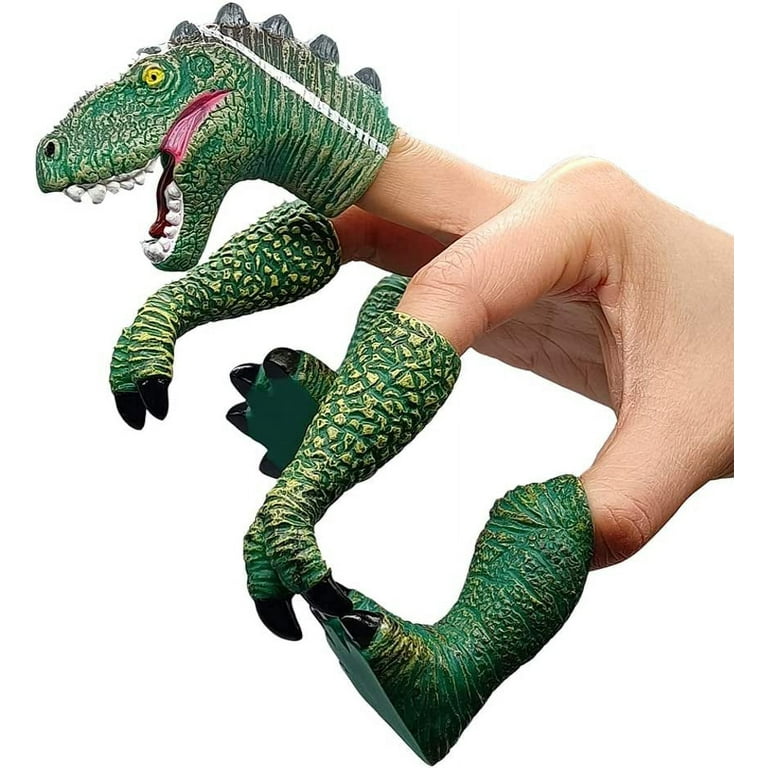 Dinosaur Finger Hand Puppet Handi Dino T-rex Puppets Animal Raptor Finger  Toys for Kids (Tyrannosaurus-Cyan) 