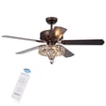 thumbnail image 4 of Pilette 52-Inch 5-Blade Antique Speckled Bronze Lighted Ceiling Fans with Crystal Shade (Remote Controlled), 4 of 5