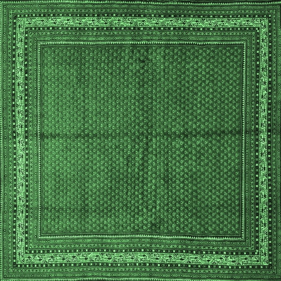Ahgly Company Indoor Square Persian Emerald Green Traditional Area Rugs, 7' Square
