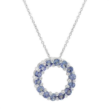 Amanda Rose Collection 1 1/2ct tw Tanzanite Circle Pendant-Necklace in Sterling Silver on an 18 inch Chain