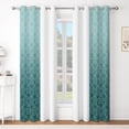 thumbnail image 6 of Ombre Teal Damask Blackout Curtains For Bedroom,Room Darking Thermal Insulated Window Drapes,Grommet Top,84 inch Length,2 Panels, 6 of 8
