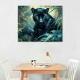 thumbnail image 2 of Autua Black Panther Jungle Green Plants Canvas Wall Art Decor 16x12in, 2 of 6