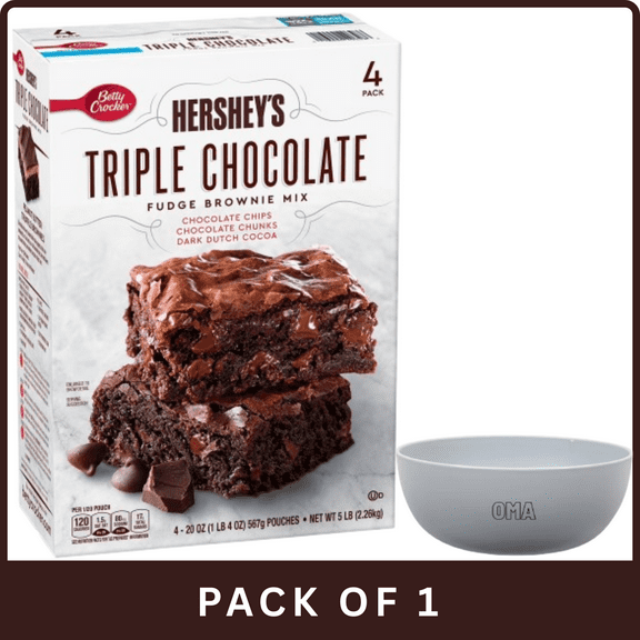 Betty Crocker Hershey's Triple Chocolate Fudge Brownie Mix (20 oz, 4‑Pack)- With Olive White Bowl By OMA