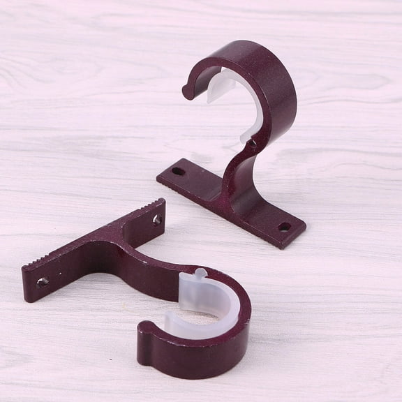 FELTECHELECTR Curtain Rod Brackets 2Pcs Dark Red Aluminium Alloy For Drapery Rod House Decoration