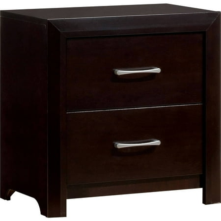 Furniture of America Barett Transitional Style 2 Drawer Nightstand, Espresso