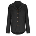 thumbnail image 4 of Women's Loose Fit Long Sleeve Knit Button Down Shirt Shacket Tops Solid Color Lapel Chest Pocketed Blouse Coat, 4 of 6