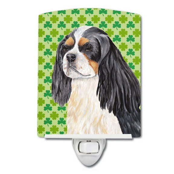 Caroline's Treasures SC9311CNL Cavalier Spaniel St. Patrick's Day Shamrock Portrait Ceramic Night Light, 6x4x3",
