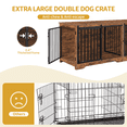 thumbnail image 5 of Hzuaneri 78" Large Double Dog Crate Furniture, Indoor Dog Kennel Furniture for 2 Dogs with Divider, Dual Sliding Barn Doors, Heavy Duty Dog Cage Furniture as TV Stand, Rustic Brown, 5 of 11