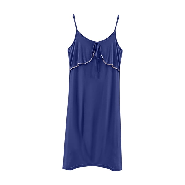Timegard Vêtements de Nuit pour Femmes Pyjamas Grande Taille Bretelles Spaghetti Col Rond Décontracté Ample Doux Robes Pjs