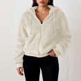 thumbnail image 2 of CharmCyan Women's Loose Winter Long Sleeve Cardigan Zipper Solid Color Plush Jacket Beige L, 2 of 2