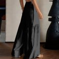 thumbnail image 6 of KDDYLITQ Flowy Pants for Women Petite Palazzo Solid Loose Fit Trousers Summer Beach Wide Leg Elastic High Waisted Pants with Pockets Black S, 6 of 7
