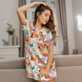 thumbnail image 3 of Sikiie Flowers And Birds Watercolor Print Women's Short-sleeved Nightdress, Round Neck Pullover Nightdress Pajamas Summer Home Wear, 3 of 6