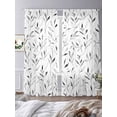 thumbnail image 4 of Gray Leaf Semi Sheer Curtains 108 Inch Length 2 Panels Set,Modern Botanical Foliage Plant Country Pastoral Sheer Kitchen Curtain Privacy Voile Window Curtain for Living Room Bedroom Rod Pocket Drapes, 4 of 7