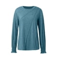 thumbnail image 3 of Women's Long Sleeve Pleated Crew Neck Blouse - 82% Polyester Business Casual Top, 2024 Trendy - S-XXL Sizes, 3 of 7