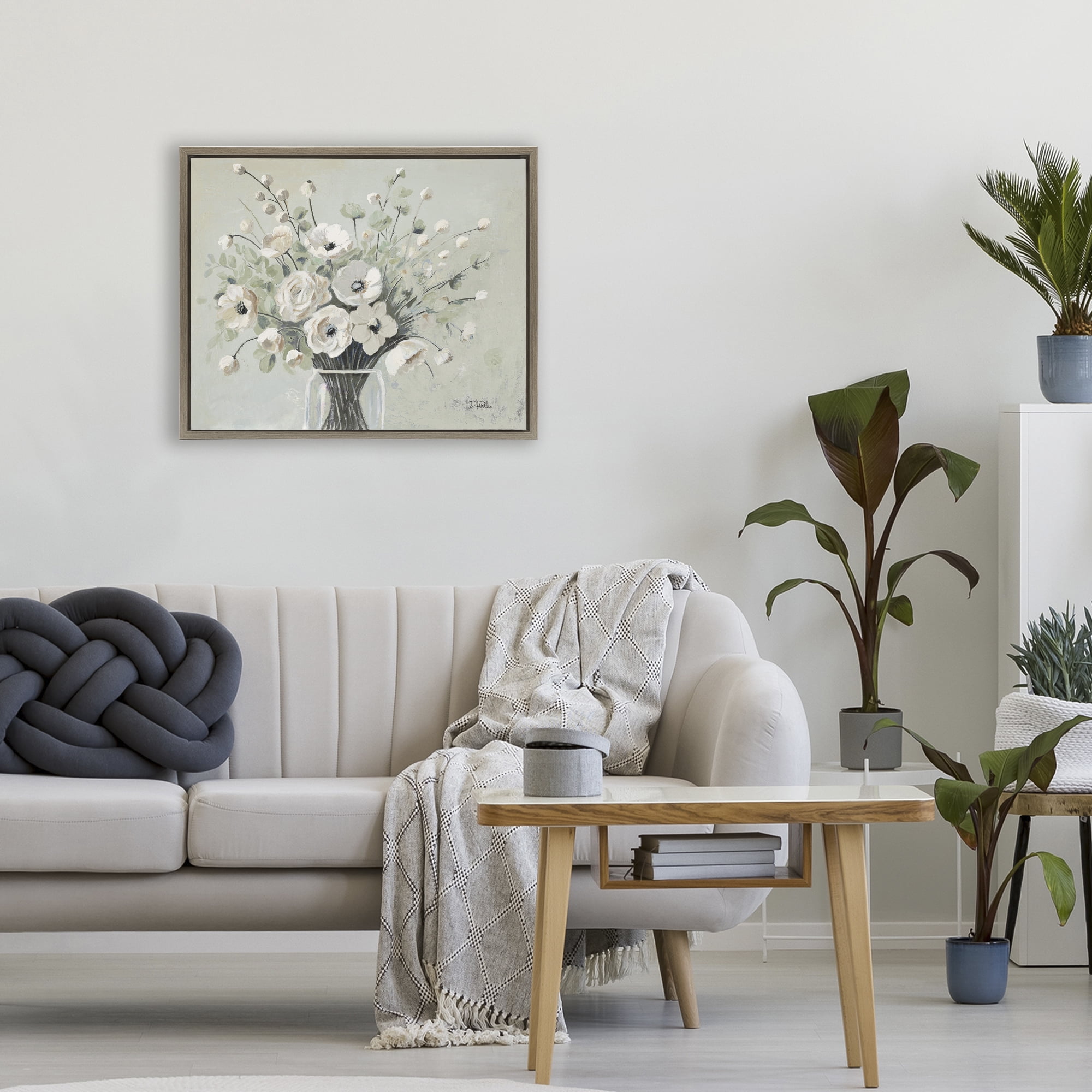 Stupell Industries Siempre Bella Bouquet Brown Framed Floater Canvas Wall Art, design by Patricia Pinto