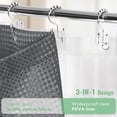 thumbnail image 3 of Stall Shower Curtain and Liner Set - 36 x 72 inch Half Waffle Fabric, Narrow Waterproof Clear Liner, Heavy Duty Weighted Hotel Luxury Shower Curtains for Bathroom with 6 Hooks, Charcoal Grey, 3 of 9