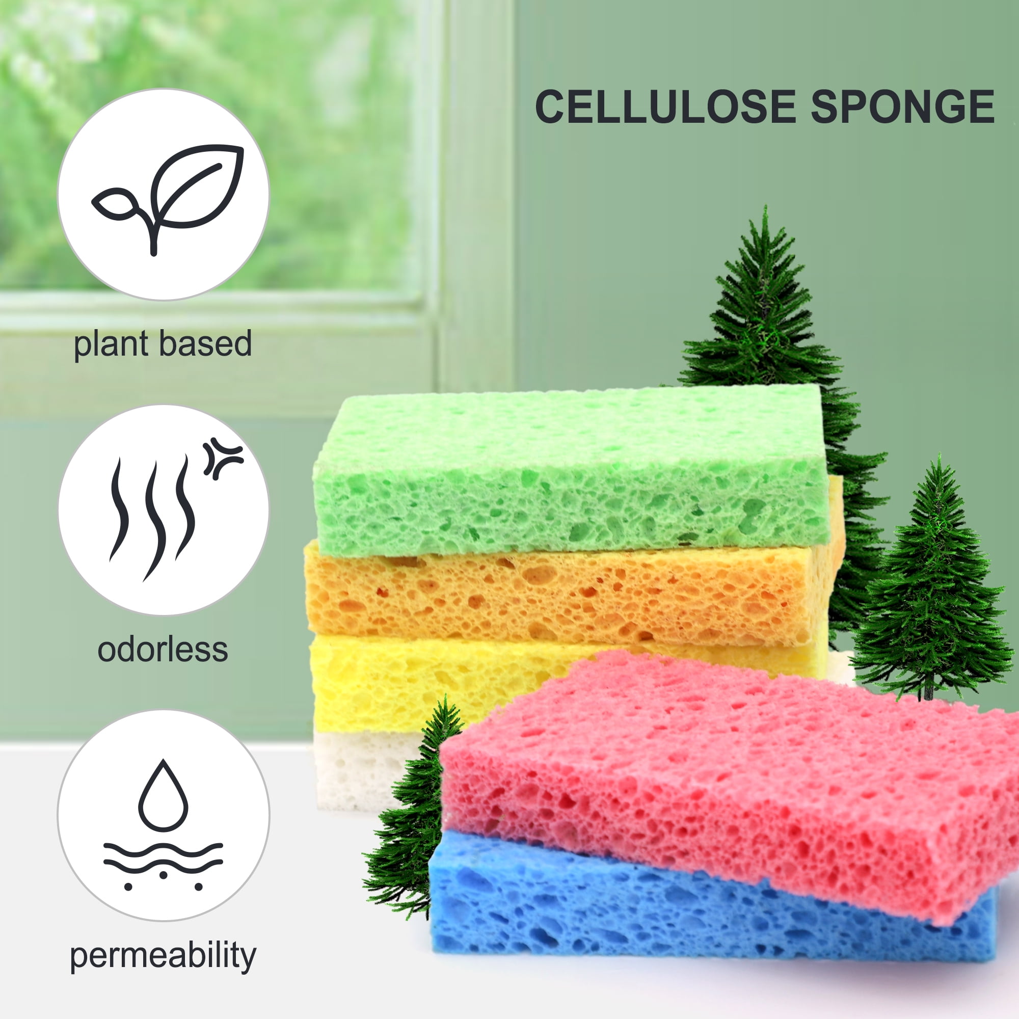 METUUTER 12-Count Kitchen Sponges- Compressed Cellulose Sponges Non-Scratch Natural Dish Sponge for Kitchen Bathroom Cars, Funny Cut-Outs DIY for Kids