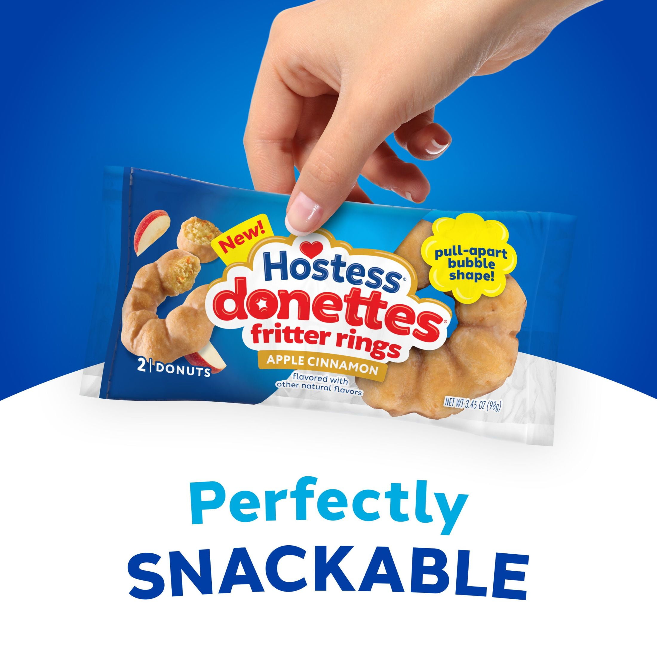 Hostess Donettes Fritter Rings, Apple Cinnamon Flavored, 3.45 oz (2 Count)