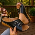 thumbnail image 4 of Norvail Womens Platform Wedge Sandals,Cork Wedges HeelsSlip On Platform Slides Sandals, Comfortable Open Toe Casual Dressy Summer Going Out Shoes, 4 of 7