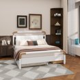 thumbnail image 4 of Queen Size Wooden Storage Platform Bed, with 2 Big Drawers, T-XL Size Trundle, White, 4 of 15