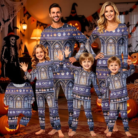 Halloween Family Matching Pajamas Sets, Halloween Fall Holiday PJS Loungewear, Halloween Soft Relaxing Matching Pjs Set Indoor for Spooky Halloween Seasonal Casual Daily Rest Home