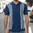 thumbnail image 2 of Sngxgn Men's Print Short Sleeve Cotton Polo T-Shirt(Blue,M), 2 of 6