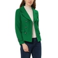 thumbnail image 4 of Abrigo de doble botonadura con solapa de pico para mujer INSPIRE CHIC, color verde, de lana para invierno, 4 of 6