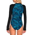thumbnail image 5 of Ocean Blues Women's Tummy Control Swimwear Long Sleeve Zipper Rash Guard Printed Surfing One Piece Swimsuit For Women Sexy V Neck One Piece Bathing Suit, 5 of 7