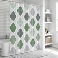 thumbnail image 6 of Green Geometric Shower Curtain, Waterproof Shower Curtains for Bathroom, Vintage Moroccan Rhombic Bohemia Gray Washable Fabric Bathtub Curtain Set Bath Decor with 12 Hooks 48"x72", 6 of 8