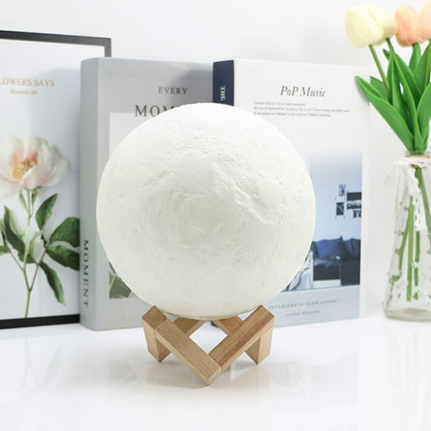 Lámpara de luna, lámpara de luna de 8 cm, luz de luna 3D con soporte, lámpara de luna con control táctil, resistente y duradera