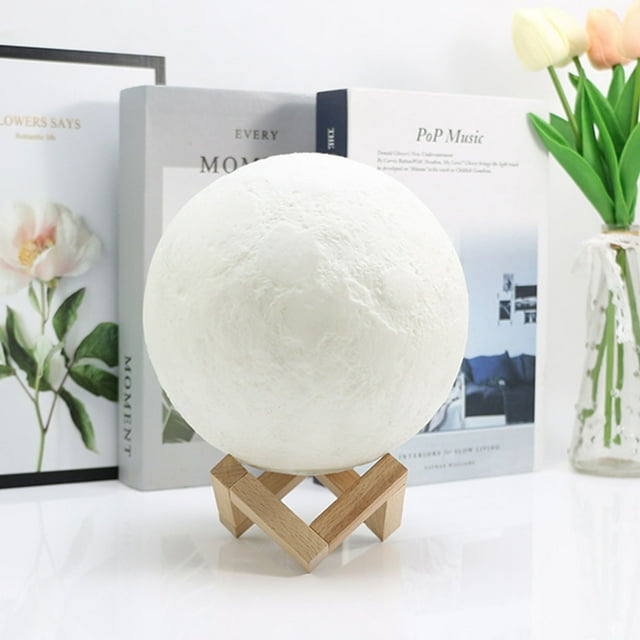 Lámpara de luna, lámpara de luna de 8 cm, luz de luna 3D con soporte, lámpara de luna con control táctil, resistente y duradera
