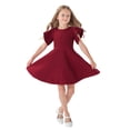thumbnail image 1 of 2DXuixsh Robe de Fille Fleur Ligne A Évasée Longueur Genou pour Fille Printemps Été Festival Mode Polyvalente Robes pour Enfants Rouge 7-8 Ans, 1 of 1