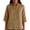 Coffee, variant on Women's 3/4 Sleeve Tunic Tops Casual Split V Neck Mandarin Collar Loose Boxy Blouse Slub Textured with Side Slit for Daily Wear, Khaki, XXL