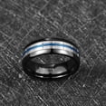 thumbnail image 2 of 8mm Black Tungsten Carbide Ring for Men Women with Blue Grooved Promise Wedding Bands Comfort Send to relatives and friends Fit Size 7-12, 2 of 4