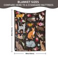 thumbnail image 3 of Cats Blanket Cat Present Soft Flannel Lightweight Cats and Flowers Throw, 3 of 4