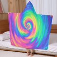 thumbnail image 5 of Rainbow Tie Dye Spiral Pattern Hooded Bath Towel，60"x35" for Ages 3 To 12 Kids, Quick Dry Lightweight Soft Microfiber Hood Beach Towel Cover Up for Kids, 5 of 7