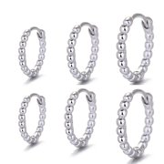 ZETSHION 3Pairs Beads Small Hoop Earrings Sterling Silver Post Cartilage Huggie Hoops for Women Girls