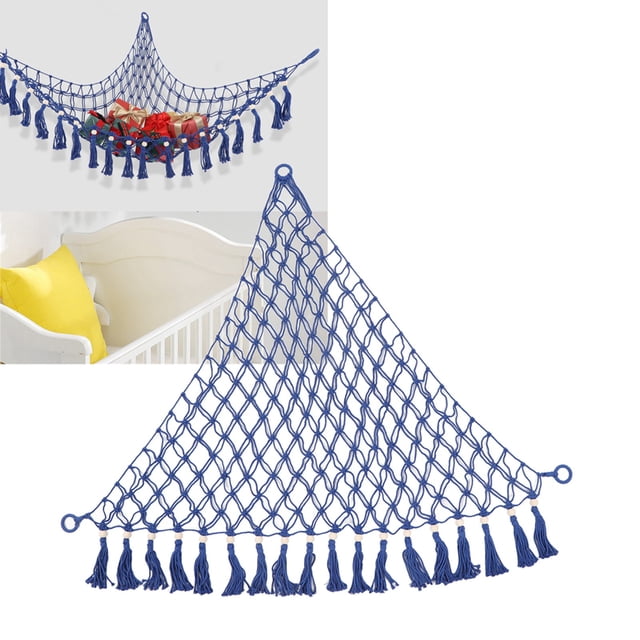 Hamac de Rangement pour Peluches, Capacité de Charge Design à Franges Filet de Rangement pour Jouets Tissé