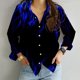 thumbnail image 1 of Camisa con botones de solapa azul y rojo para hombre y mujer, informal, para uso diario, para exteriores, de alta calidad,, 1 of 6