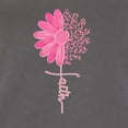 thumbnail image 5 of Wild Bobby, Faith Pink Ribbon Sunflower, Breast Cancer Awareness, Women Slim Fit Junior Tee, Dark Grey, Large, 5 of 5