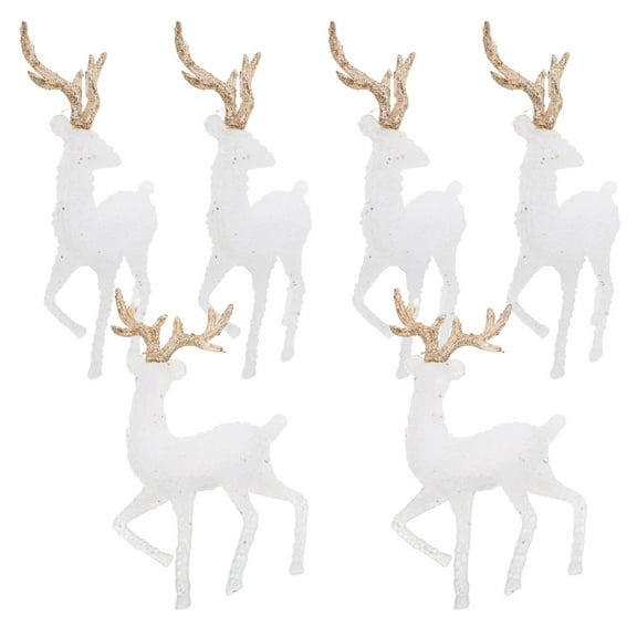 Mobestech Christmas Standing Reindeer Figurines Reindeer Party Decorations White Plastic 6pcs