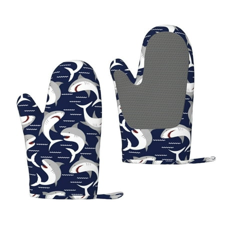 

Zeuib Angry Shark Print Oven Mitts Oven Gloves with Non-Slip Silicone Heat and Slip Resistant Cooking Mitt Set for Cooking and Baking (2 Count)